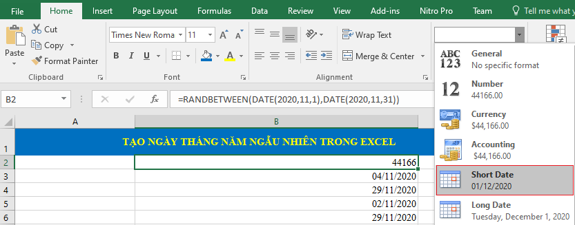 lay ngay ngau nhien trong excel 2